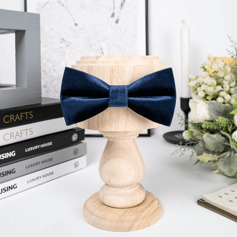 Men's Navy Blue Solid Color Velvet Bow Tie sold by FloralTrip