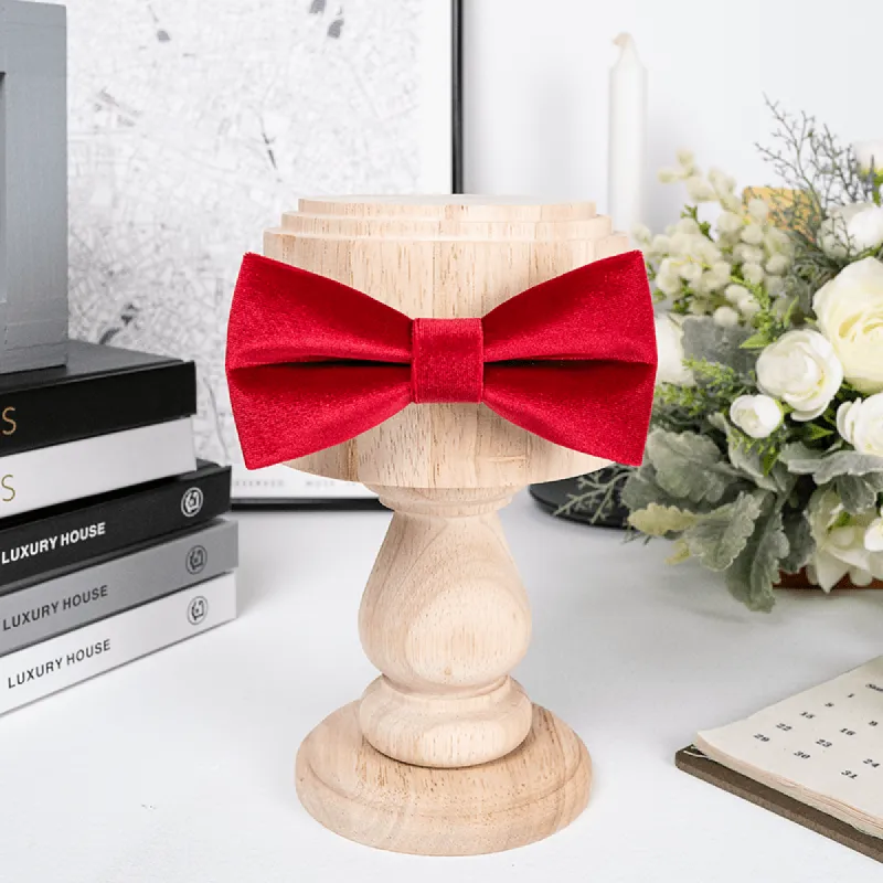 Men's Bright Red Solid Color Velvet Bow Tie made by FloralTrip