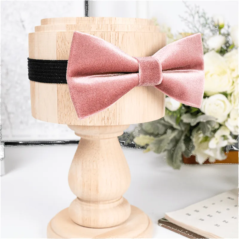 Men's Dusty Pink Solid Color Velvet Bow Tie sold by FloralTrip product image thumbnail 2