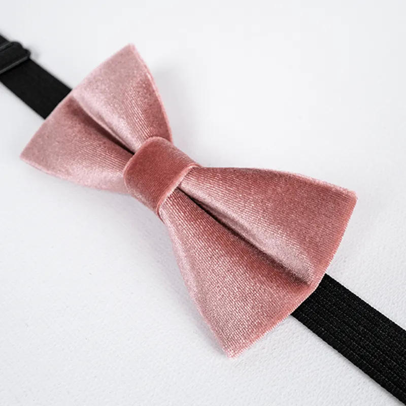 Men's Dusty Pink Solid Color Velvet Bow Tie sold by FloralTrip product image thumbnail 5