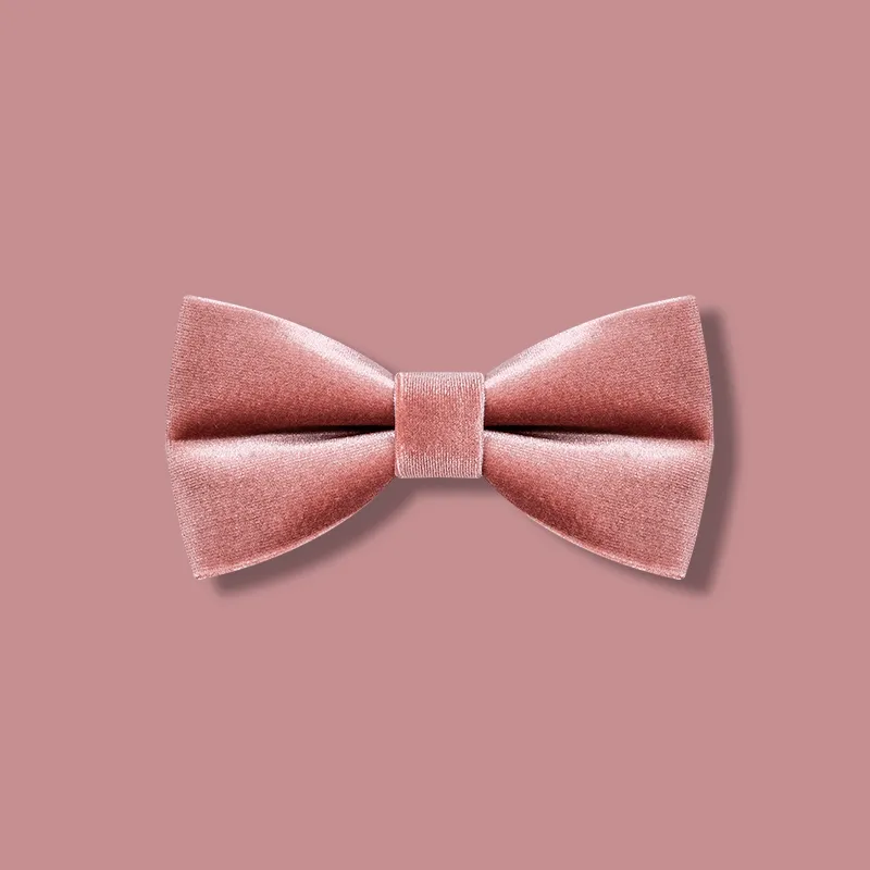 Men's Dusty Pink Solid Color Velvet Bow Tie sold by FloralTrip product image thumbnail 4