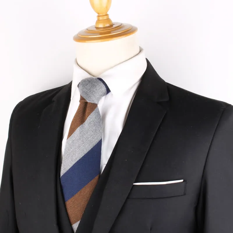 Men's British Soft Wool-like Striped Necktie sold by FloralTrip product image thumbnail 2