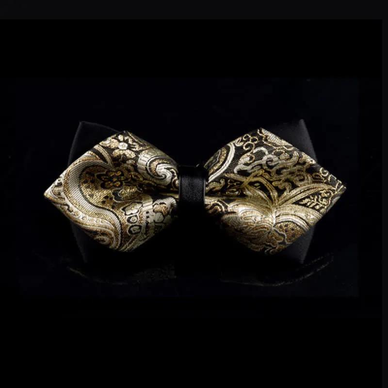 Men's Palace Gold Paisley Pointy Bow Tie sold by FloralTrip