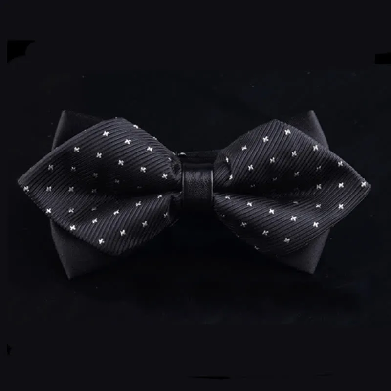 Men's Black Twill White Cross Pointy Bow Tie sold by FloralTrip