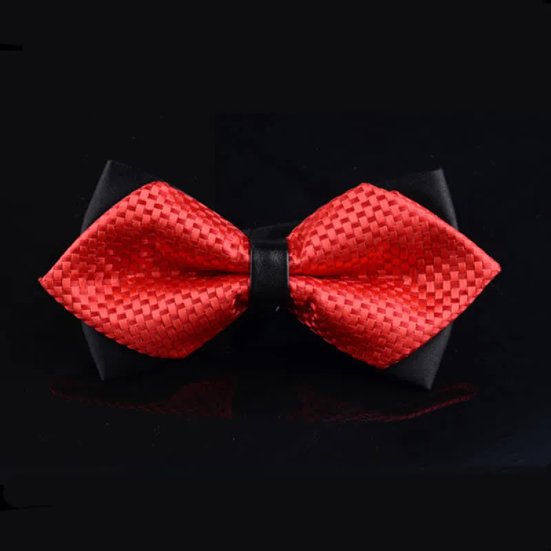 Men's Red Woven Checkered Pointy Bow Tie sold by FloralTrip