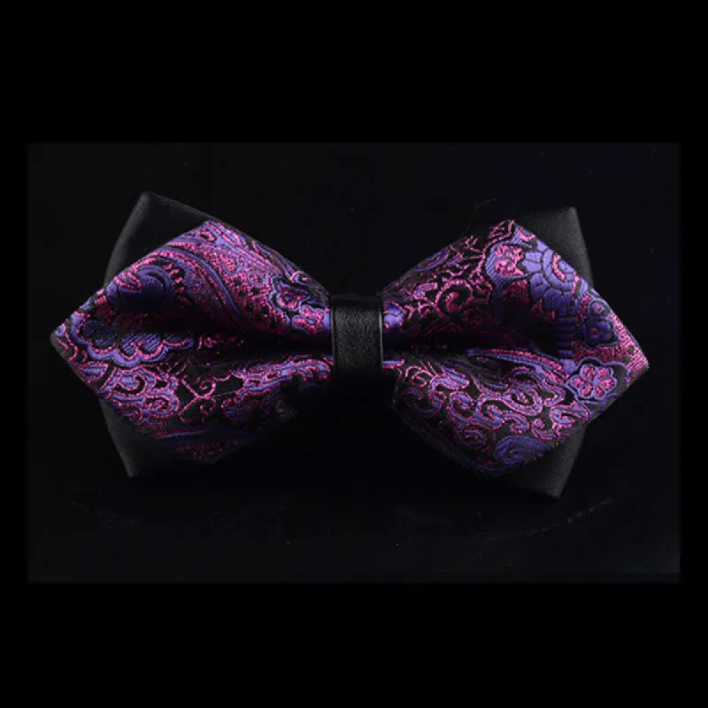 Men's Royal Purple Paisley Pointy Bow Tie sold by FloralTrip
