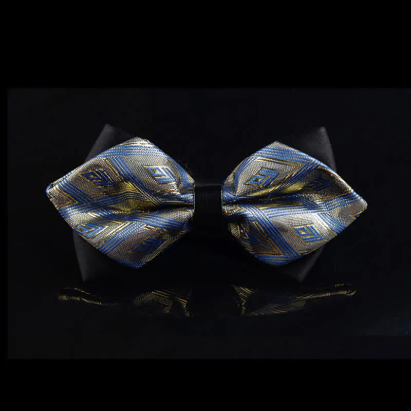 Men's Blue & Gold Avant-garde Pointy Bow Tie sold by FloralTrip