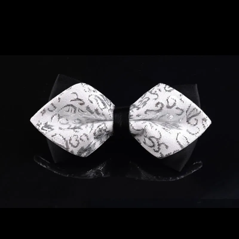 Men's White & Silver Garden Vine Pointy Bow Tie sold by FloralTrip