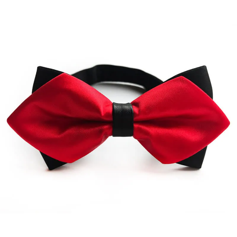 Men's Red Double-layer Pointy Bow Tie sold by FloralTrip