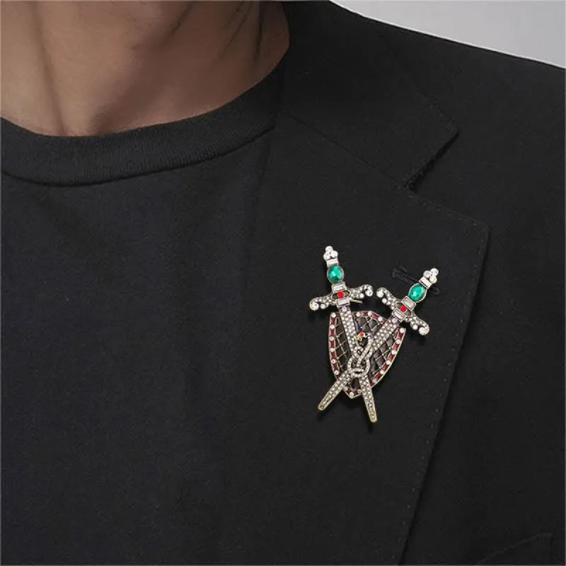 Men's Warrior Sword And Shield Brooch sold by FloralTrip