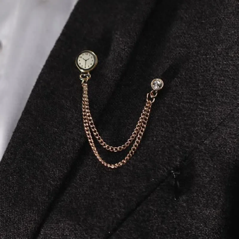 Men's Vintage Badge Clock Chain Brooch sold by FloralTrip