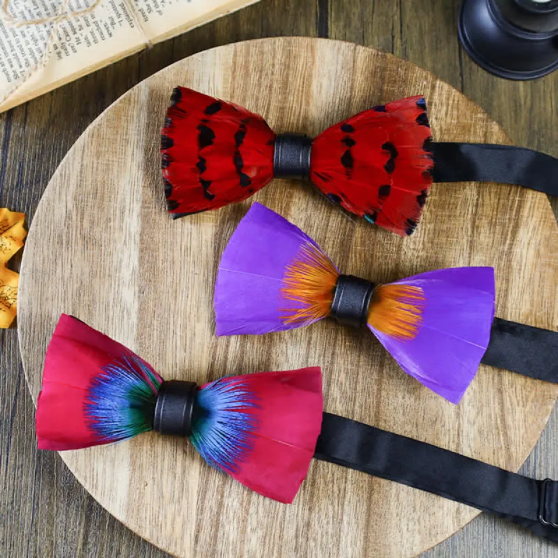 Bright-Coloured Handmade Feather Bow Tie Collection Bundle made by FloralTrip