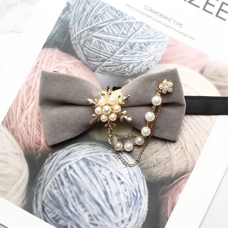 Men's Pearls Snowflake Chain Plain Bow Tie sold by FloralTrip product image thumbnail 4