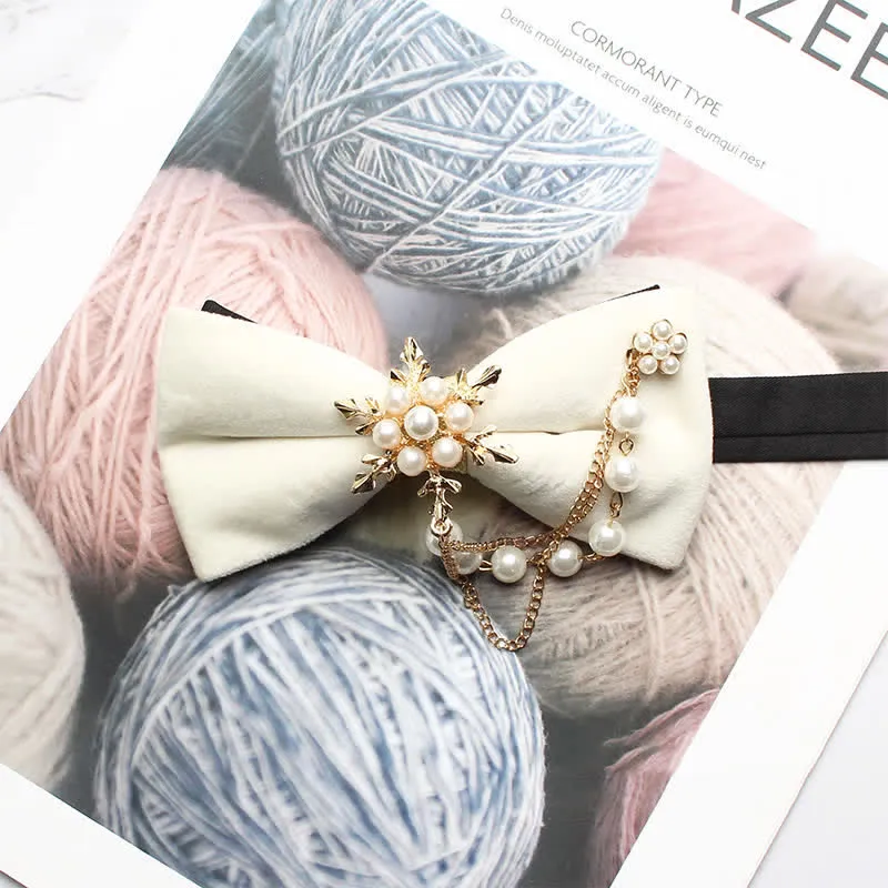 Men's Pearls Snowflake Chain Plain Bow Tie sold by FloralTrip product image thumbnail 2