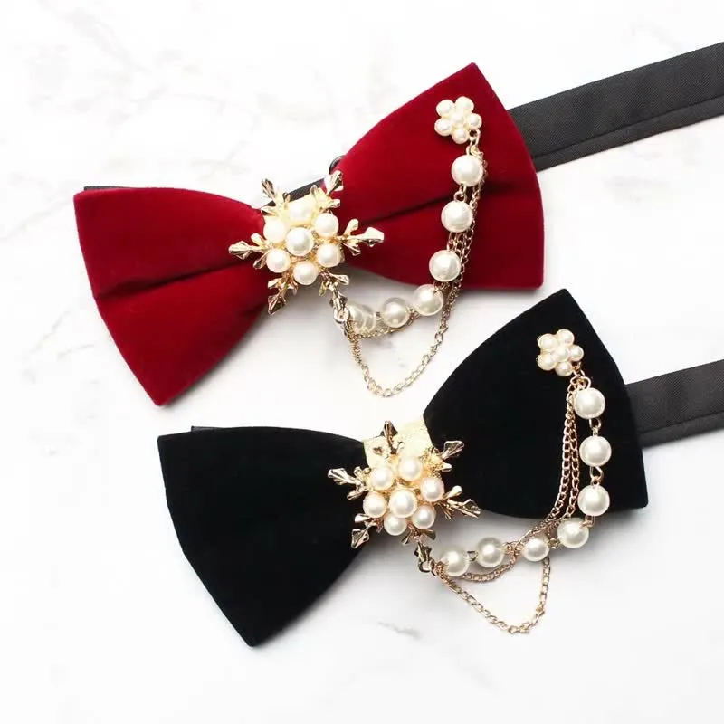 Men's Pearls Snowflake Chain Plain Bow Tie sold by FloralTrip product image thumbnail 3