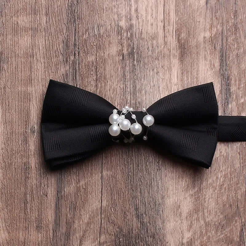 Men's Black Personality Pearls Bow Tie sold by FloralTrip product image thumbnail 5