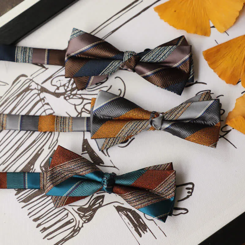 Men's Retro Striped Color Clash Bow Tie sold by FloralTrip