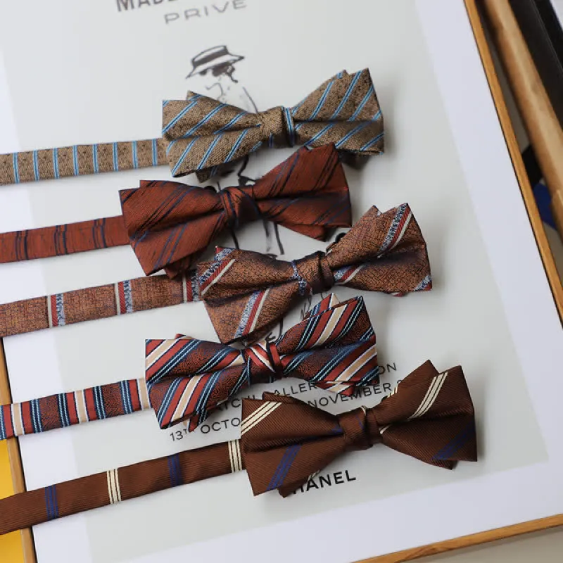 Men's Versatile Coffee Striped Bow Tie sold by FloralTrip