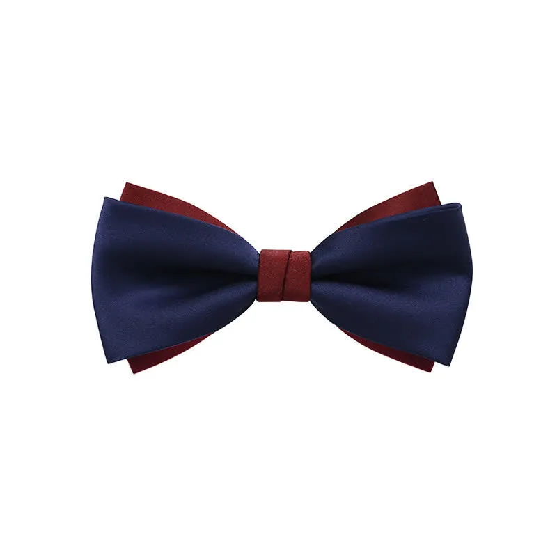 Men's Double-Layers Color Clash Bow Tie sold by FloralTrip product image thumbnail 5