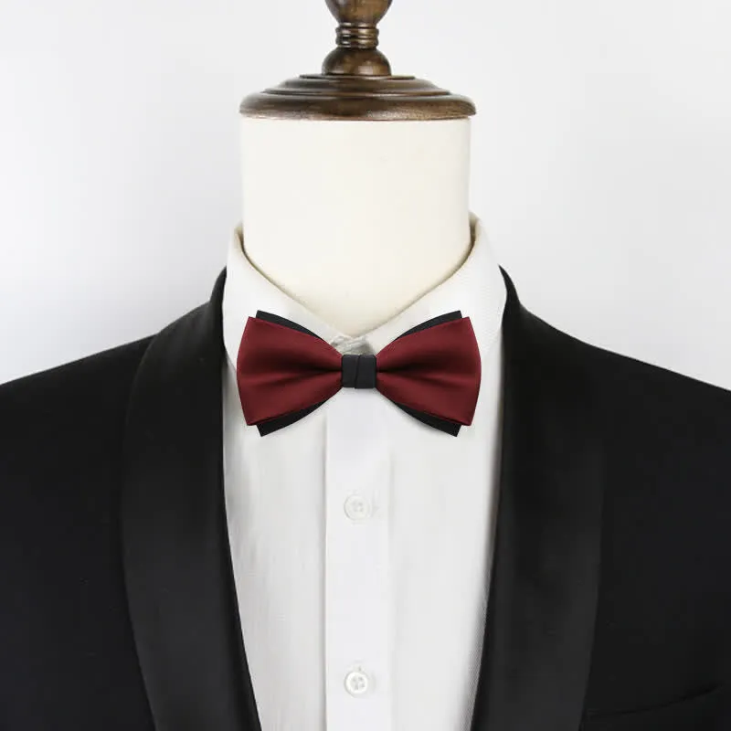Men's Double-Layers Color Clash Bow Tie sold by FloralTrip product image thumbnail 2