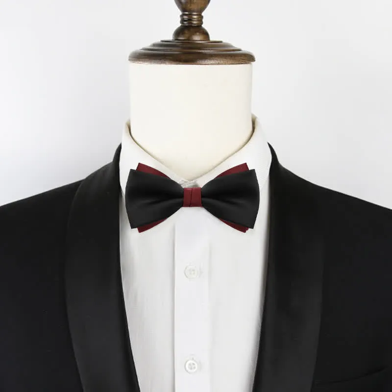 Men's Double-Layers Color Clash Bow Tie sold by FloralTrip product image thumbnail 4