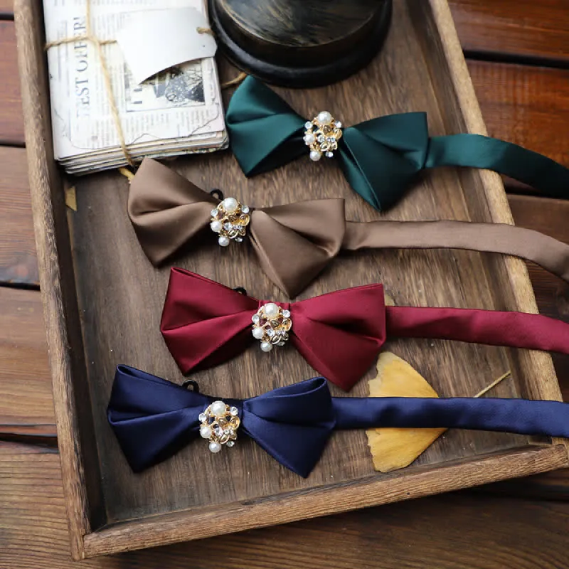 Men's Flowers Pearl Satin Bow Tie sold by FloralTrip