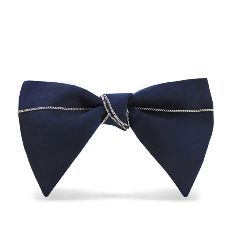 Men's Luxury Navy Blue Chain Bow Tie sold by FloralTrip