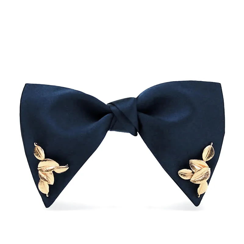 Men's Serenity Blue Golden Leaf Bow Tie sold by FloralTrip