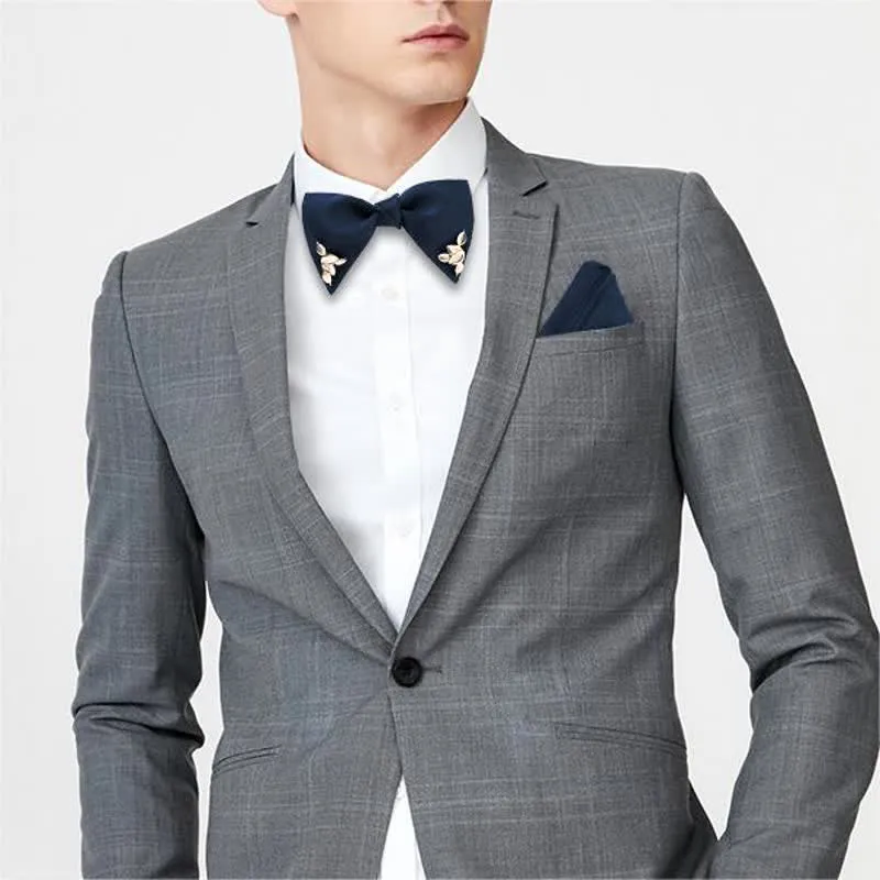 Men's Serenity Blue Golden Leaf Bow Tie sold by FloralTrip product image thumbnail 2