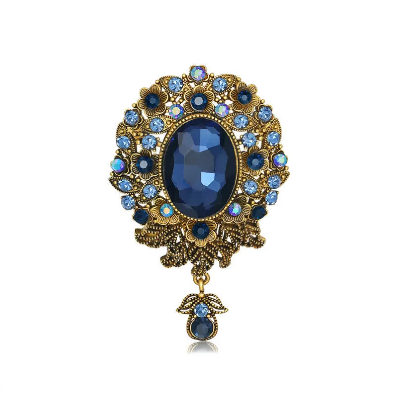 Women's Boheimia Round Crystal Waterdrop Brooch sold by FloralTrip