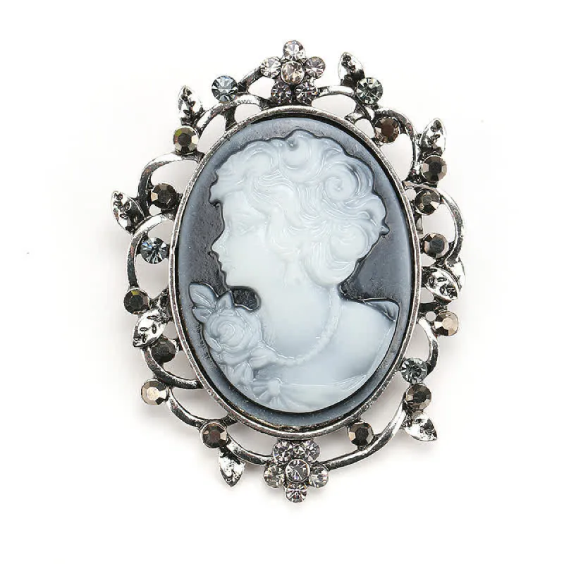 Women's Sparkling Lady Oval Cameo Brooch sold by FloralTrip