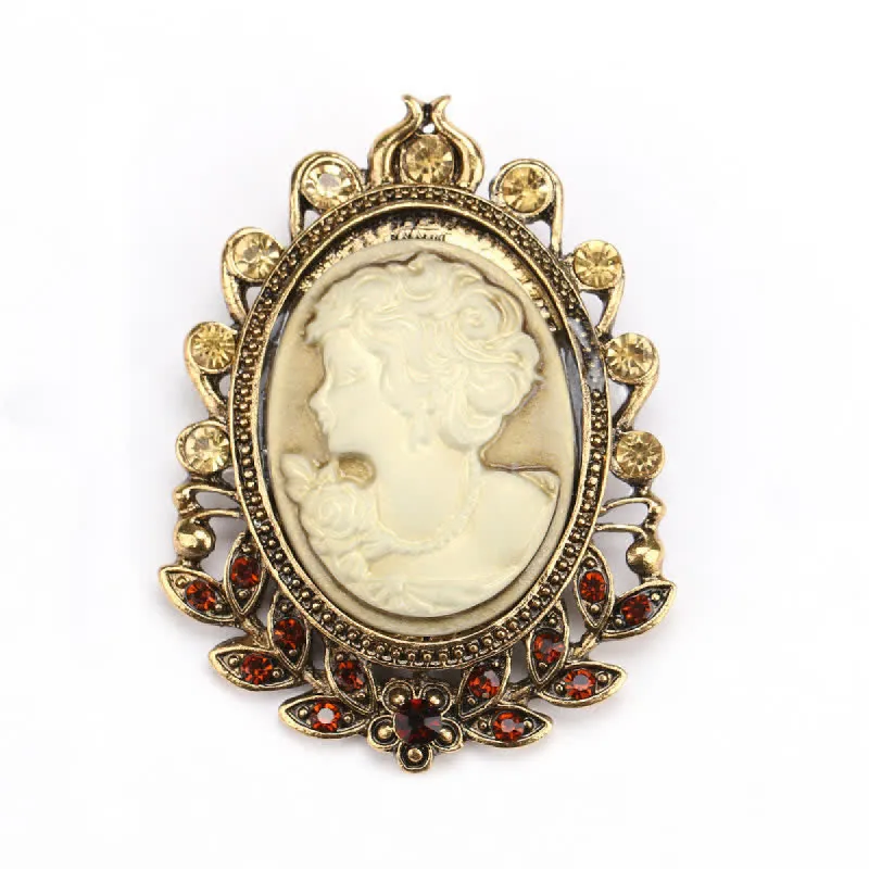 Women's Victorian Cameo Silhouette Leaf Brooch sold by FloralTrip
