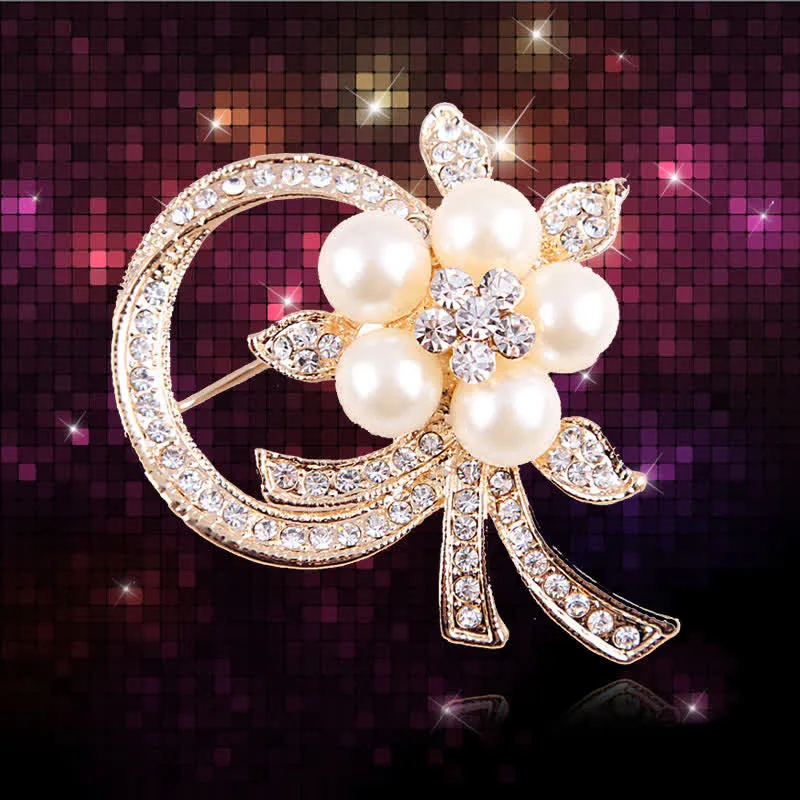 Women's Garland Pearl Rhinestones Brooch sold by FloralTrip product image thumbnail 3