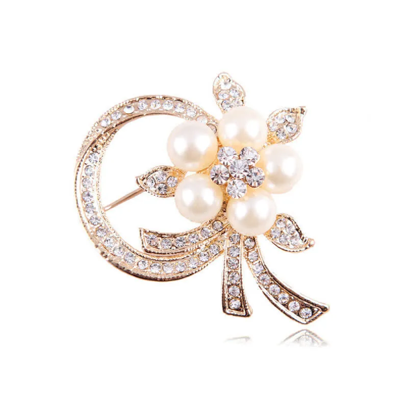 Women's Garland Pearl Rhinestones Brooch sold by FloralTrip