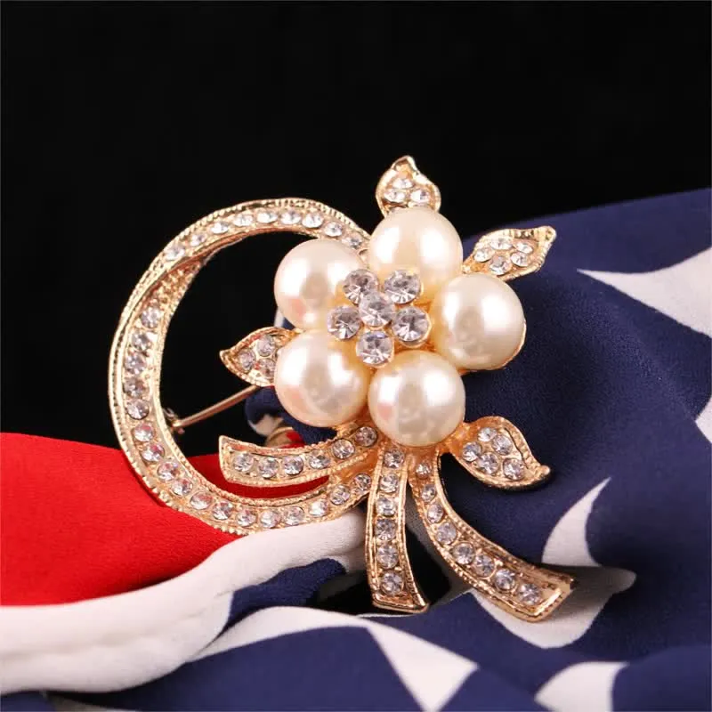 Women's Garland Pearl Rhinestones Brooch sold by FloralTrip product image thumbnail 2