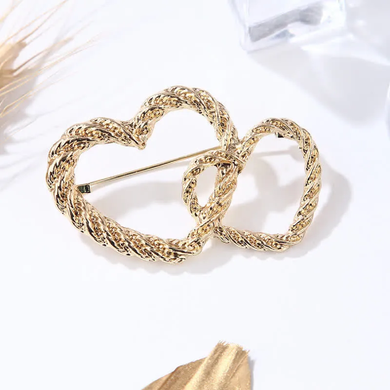Women's Double Love Heart To Heart Brooch sold by FloralTrip