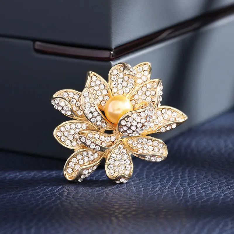 Women's Temperament Bead Lotus Brooch sold by FloralTrip
