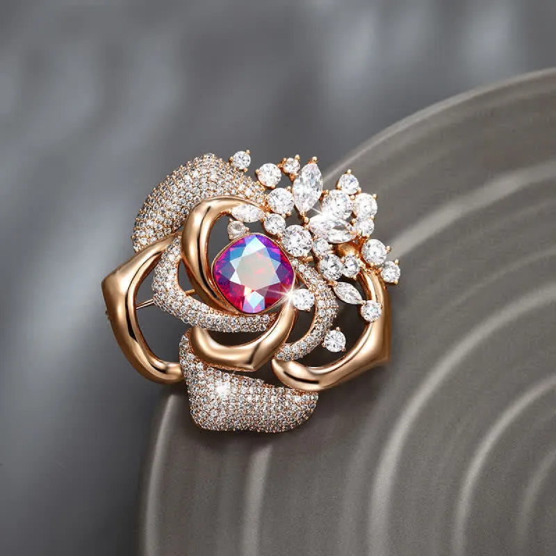 Women's Shiny Blooming Rose Brooch sold by FloralTrip