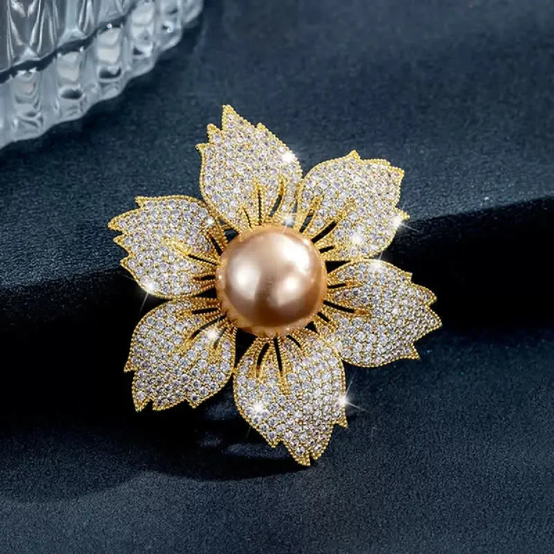 Women's Bright Pearl Luxury Bauhinia Brooch sold by FloralTrip