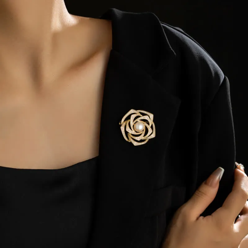 Women's Purity Camellia Pearl Brooch sold by FloralTrip