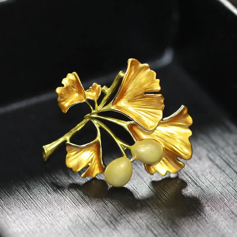 Women's Elegance Yellow Ginkgo Leaf Brooch sold by FloralTrip product image thumbnail 4