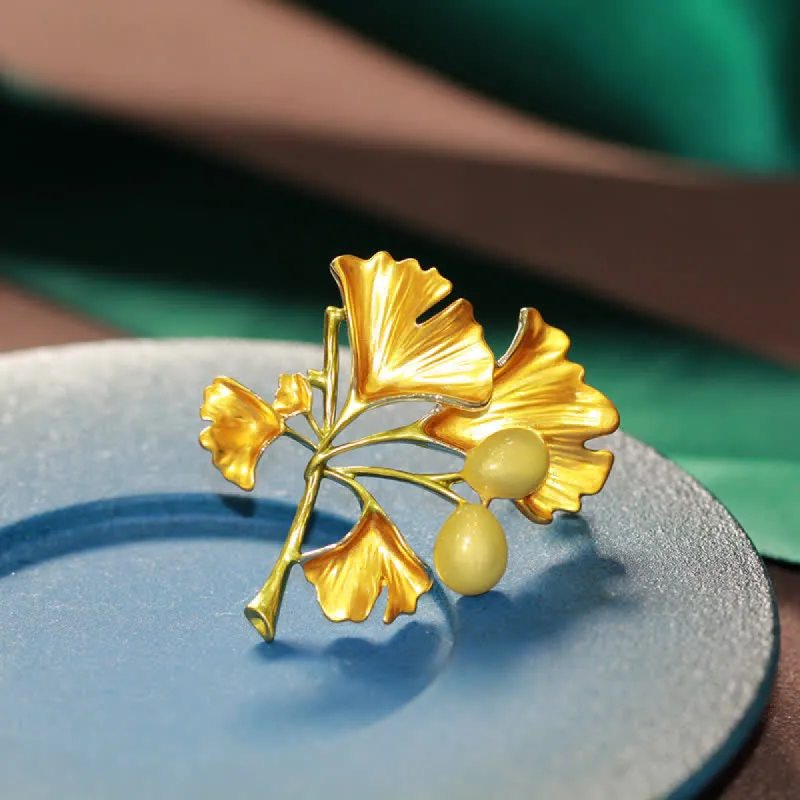 Women's Elegance Yellow Ginkgo Leaf Brooch sold by FloralTrip
