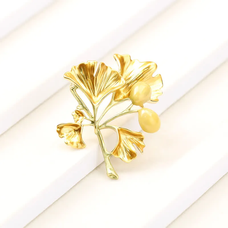 Women's Elegance Yellow Ginkgo Leaf Brooch sold by FloralTrip product image thumbnail 5