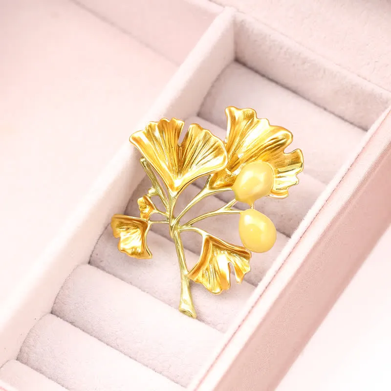 Women's Elegance Yellow Ginkgo Leaf Brooch sold by FloralTrip product image thumbnail 2