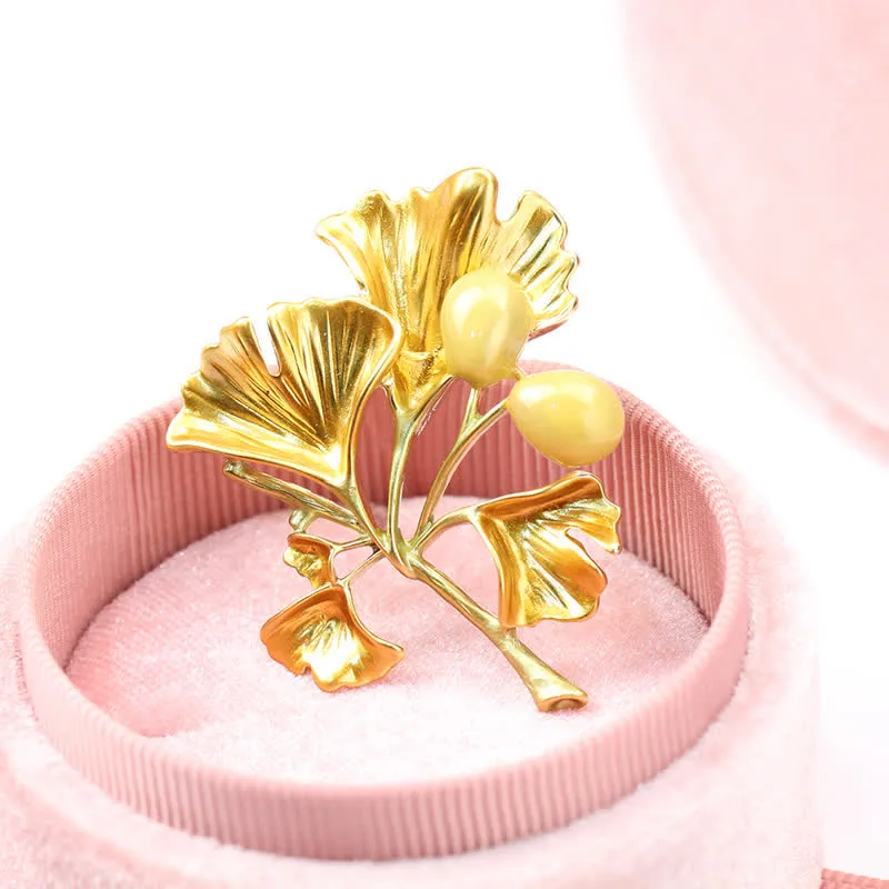 Women's Elegance Yellow Ginkgo Leaf Brooch sold by FloralTrip product image thumbnail 3
