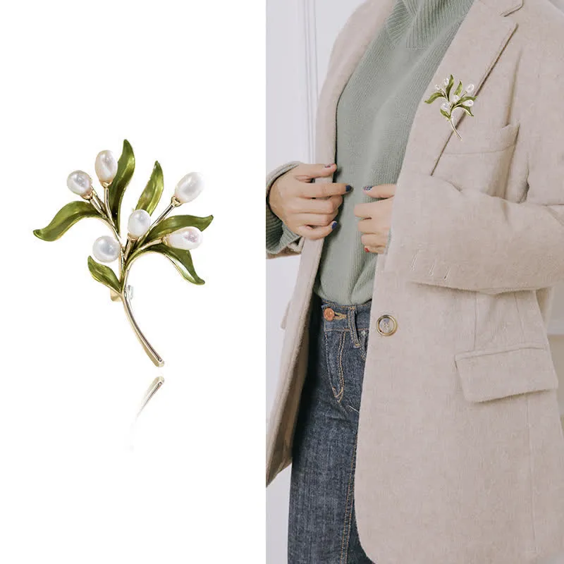 Women's Natural Pearl Olive Branch Brooch sold by FloralTrip product image thumbnail 2