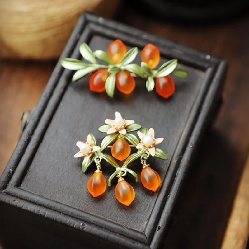 Women's Pastoral Orange Fruit Berry Brooch sold by FloralTrip