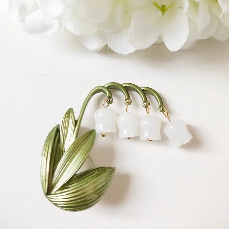 Women's Pure White Lily Of The Valley Brooch sold by FloralTrip