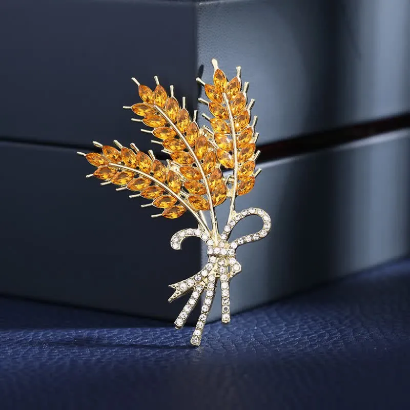 Women's Shiny Wheat Bowknot Brooch sold by FloralTrip
