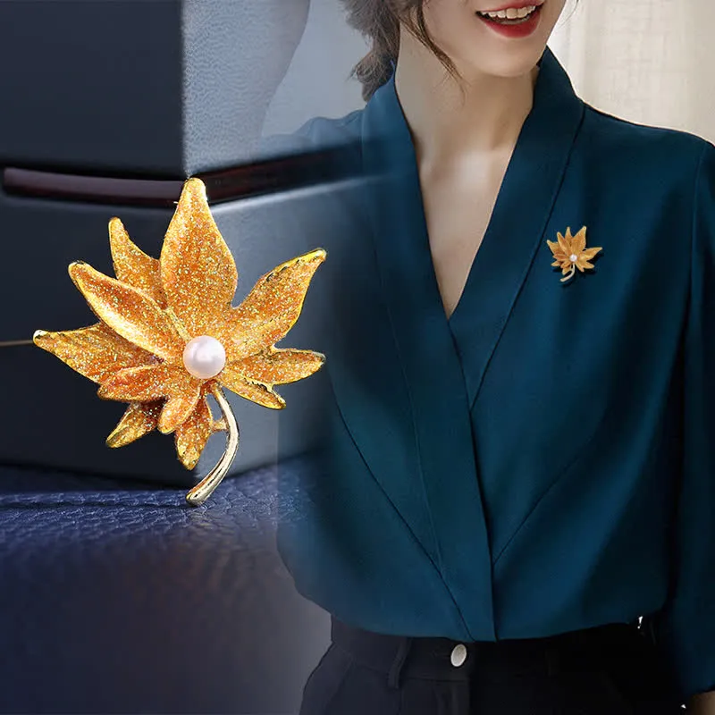 Women's Maple Leaf Pearl Brooch sold by FloralTrip product image thumbnail 2